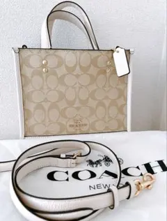 【美品】COACH ロゴ柄 ショルダーバッグ ハンドバッグ　ストラップ・保存袋付