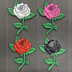 刺繡　アイロン　ワッペン　花　バラ　ローズ　4枚セット
