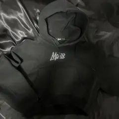 MoBB ストーン装飾 ブラック クロップドパーカー S