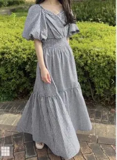 グレイル ギンガムチェック柄カシュクールティアードワンピース ey007a