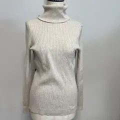 ギャップ　アイボリー リブ編み タートルネック セーター