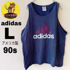 USA古着 adidas　タンクトップL　ネイビー90sアメリカ製のサムネイル