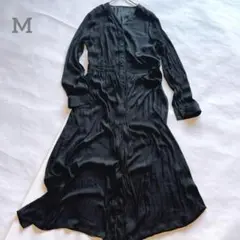 titivateロングシャツワンピース　前開き　薄手　羽織　ブラック/黒　38