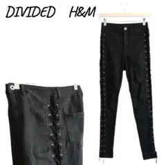 ディバイデッド H&M レースアップ スキニーパンツ レディース カジュアル 黒