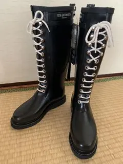 ILSE JACOBSEN レインブーツ レースアップ ブラック ２４cm ILSE JACOBSEN イルセヤコブセン 長靴 レインブーツ 24センチ ILSE