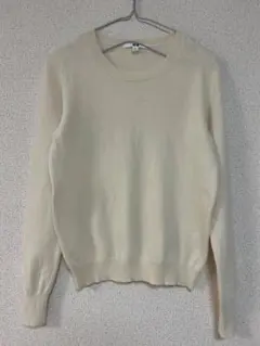 ユニクロ カシミヤ100% クルーネックセーター Sオフホワイト