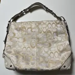 COACHショルダーバッグベージュロゴプリント