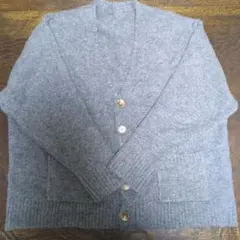 COCA メンズ ヤク風 グレー Vネック カーディガン