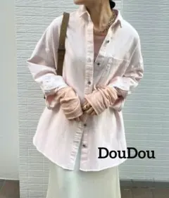 DouDou　ドゥドゥ　ダメージデニムシャツ　オーバーシャツ　薄ピンクのサムネイル