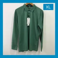 メンズ ポロシャツ 長袖 ゴルフウェア グリーン XL