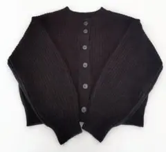 LOWRYS　FARM黒いリブ編みカーディガン Fサイズ