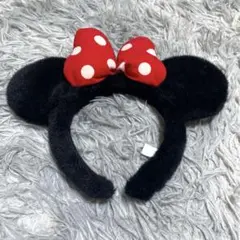 ミニー　カチューシャ　ディズニー　赤リボン　水玉