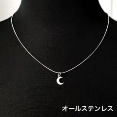 オールステンレス シルバー 三日月モチーフ ネックレス シンプル レディース