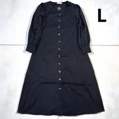 ワンピース レディース長袖 Ｖネックワンピース ウエストベルト 秋冬　L