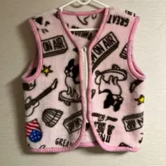 フリース ピンク ベスト動物柄　キッズ　冬　スリーパー