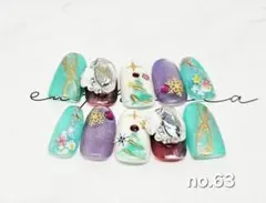 no.63ハンドメイド　クリスマスネイルチップ　冬ネイルチップ