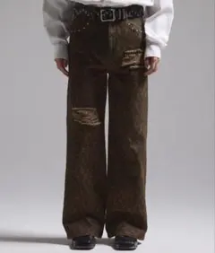 Jaded London ヒョウ柄 ワイドレッグデニムパンツ ケンタウロス健太