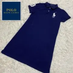 POLO RALPH LAUREN ポロシャツワンピース 刺繍ロゴ ネイビー S