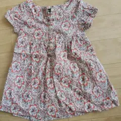 BeBe 半袖フラワープリントワンピース 90cm