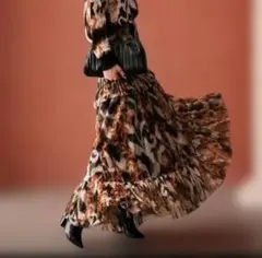 ロングスカート シフォン アニマル柄 リゾート ヒョウ柄 トールsize