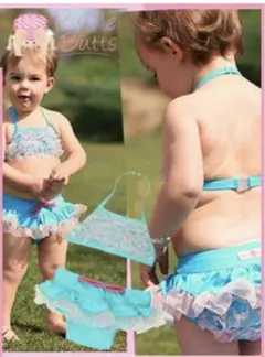 ★ラッフルバッツ★新品★ふりふりビキニ　ターコイズブルー&ピンク　水着　2T★