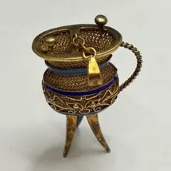 ヴィンテージ 1980年代 中国 SILVER 銀細工 七宝焼 ペンダントトップ