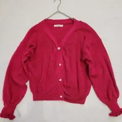 【ヴィンテージ】リブ編みピンクカーディガン