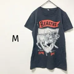 BEASTRO グレー 半袖Tシャツ M カジュアル　プリント　個性的　アニマル