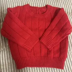 赤いリブ編みニットセーター　クリスマス