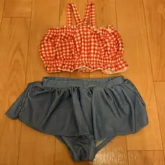 ベビー水着　セパレート　80 女の子　赤チェック