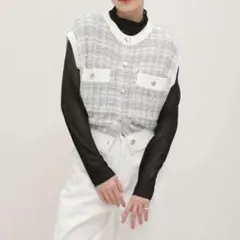 【新品未使用】ナノユニバース　LB.03/ツイード風ニットベスト