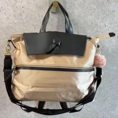 Kanana project 3way リュック ベージュ×黒 ゴールド金具のサムネイル