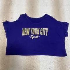 【日本製/綿100％】NEWYORKCITY 肩あきTシャツ　紫　ダンスウェア