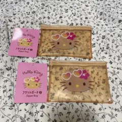 日焼けキティ　フラットポーチ 2点セット