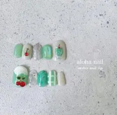 ネイルチップ｜ぷっくり メロンソーダ さくらんぼ ちゅるん ポップ 個性派ネイル