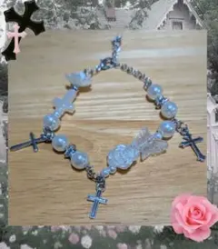 ハンドメイド　ブレスレット　十字架とパール フェアリーグランジ　Y2K