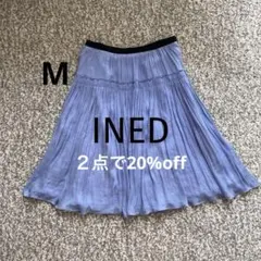 イネド　INEDスカート ブルー　プリーツスカート　春　夏　秋　膝丈