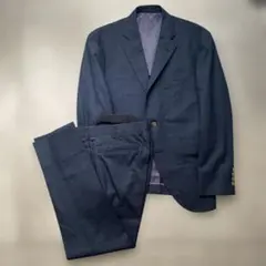 銀座山形屋 スーツ セットアップ ストライプ ネイビー 裏地パープル L