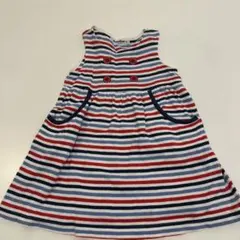 familiar☆ロゴ入りボーダーノースリーブワンピース☆サイズ80☆ファミリア