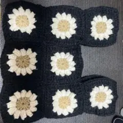 ハンドメイド デイジーモチーフ編みバッグ