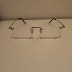 シルバー メタル リムレスメガネ