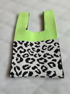 ヒョウ柄ニットトートバッグ