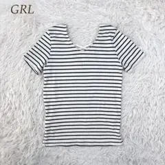 GRL バックオープン ボーダー 半袖 ニット