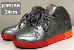 【美品】エアジョーダン1 ハイカットスニーカー メタリックグレー　24cm