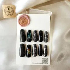#551 ハンドメイド ネイルチップ ブラック系