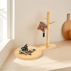 【新品】竹製 ジュエリースタンド 鍵掛け アクセサリー収納 玄関 ラケット型のサムネイル