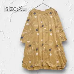 Y5369＊オーガニック 大きいサイズ/XL 五分袖チュニック アースカラー秋冬