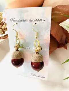 NO.399 ピアス　イヤリング　チャーム　どんぐり　紅葉