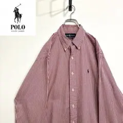 超人気❗️ラルフローレン　ワンポイントロゴシャツ　L 90s刺繍古着希少レア長袖