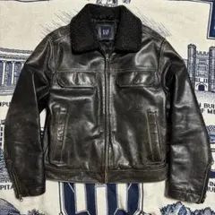 OLD GAP 牛革 レザージャケット ボア襟 ブラック 短丈　アメカジ